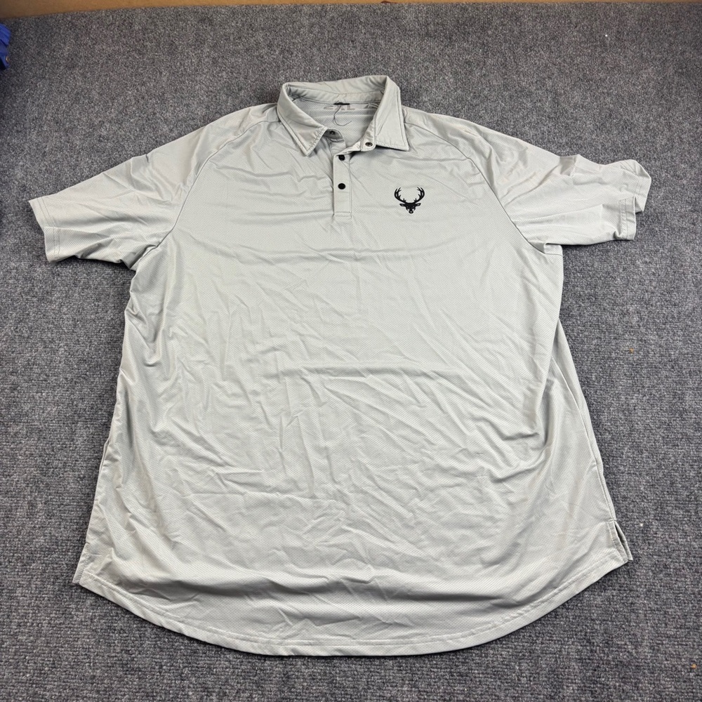 BUCKED UP Men’s Light grey Smooth Athletic Polo Short Sleeve shirt size: 2 XL